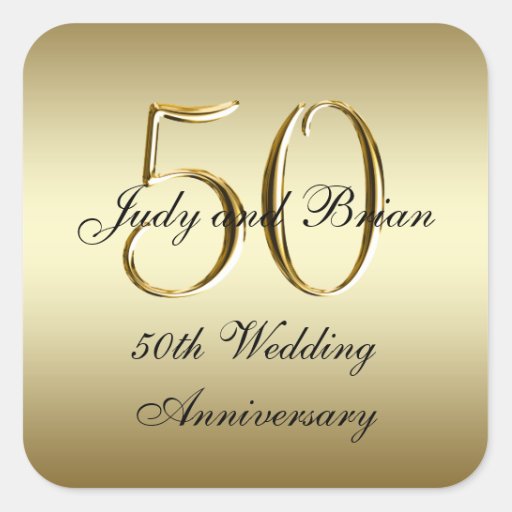 Gold Black 50th Wedding Anniversary Square Sticker