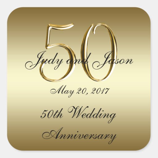 Gold Black 50th Wedding Anniversary Square Sticker