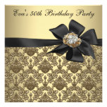 Gold Black Damask 50th Birthday Party Custom Announcements