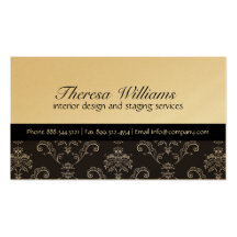 Gold & Black Damask Business Card