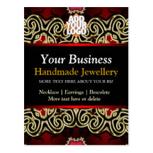Gold+Black Decorative Jewellery Business Postcard