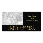 gold black happy new year custom photo card