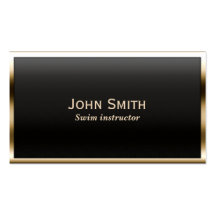 Gold Border Swim Instructor Business Card