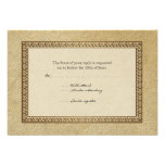 Gold Brocade Damask Floral Formal Elegant RSVP Announcements