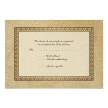 Gold Brocade Damask Floral Formal Elegant RSVP Announcements