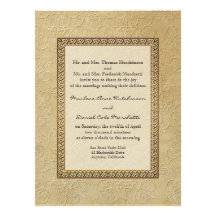 Gold Brocade Damask Floral Formal Elegant Wedding Personalized Invite