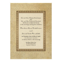 Gold Brocade Damask Floral Formal Elegant Wedding Personalised Invitations