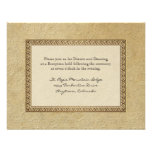 Gold Brocade Damask Floral Formal Reception Invite