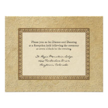 Gold Brocade Damask Floral Formal Reception Invite