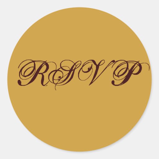Gold Brown RSVP Wedding Sticker