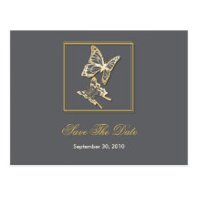 Gold Butterfly Save The Date Wedding Announcement Post Cards