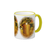 Gold Candle and Christmas Tree Mug