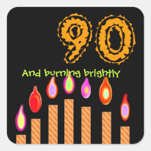 Gold Candles 90th Birthday - Burning Brightly Stickers