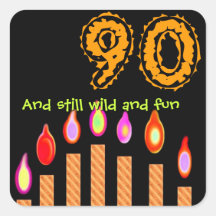 Gold Candles 90th Birthday Wild and Fun Sticker