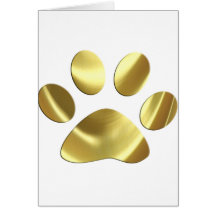 Gold Cat Paw Print Card