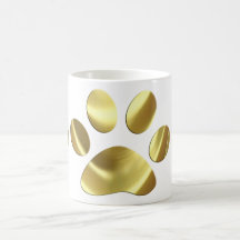 Gold Cat Paw Print Coffee Mugs