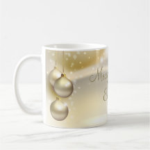Gold Christmas Balls on Gold Coffee Mug