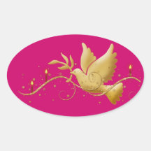 Gold Christmas dove of peace candles Stickers