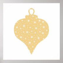 Gold Colour Christmas Bauble Design. Poster
