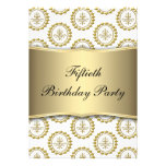 Gold Crest White Elegant 50th Birthday Invitation