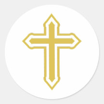 Gold Cross Round Stickers