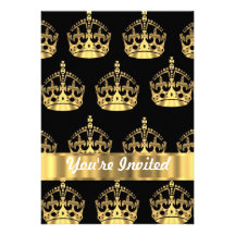 Gold crown pattern on black announcement