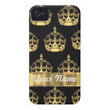 Gold crown pattern on black iPhone 4 Case-Mate cases