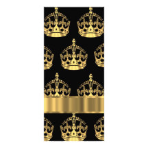 Gold crown pattern on black customised rack card