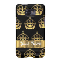Gold crown pattern on black galaxy s2 covers