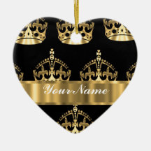 Gold crown pattern on black ornaments