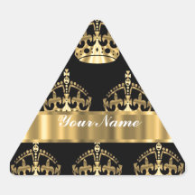 Gold crown pattern on black triangle sticker
