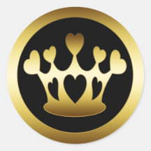 GOLD CROWN WITH HEARTS STICKERS