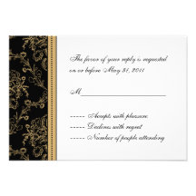 Gold Damask RSVP Card