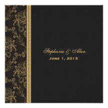 Gold Damask Wedding Invitation