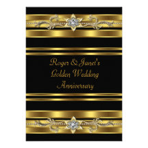 Gold Diamonds Elegant 50th Wedding Anniversary Custom Invite