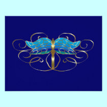 Gold Dragonfly Tiara Wedding RSVP Card invitations