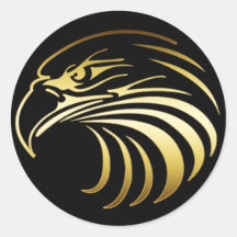 GOLD EAGLE HEAD ROUND STICKERS