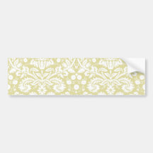 Gold fancy floral damask bumper sticker