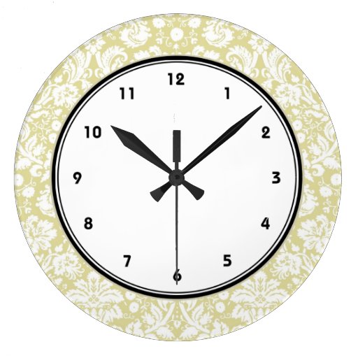 Gold fancy floral damask wallclocks