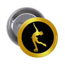 GOLD FIGURE SKATER BUTTON