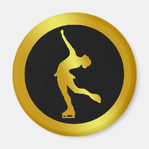 GOLD FIGURE SKATER REFRIGERATOR MAGNET