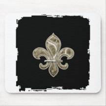 Gold Fleur de Lis Ragged Border Mousepad
