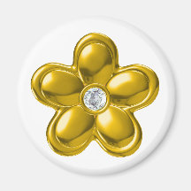 GOLD FLOWER WITH DIAMOND REFRIGERATOR MAGNET