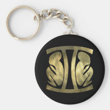 Gold Gemini Twins Keychain