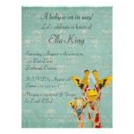 Gold Giraffes Baby Invitation