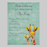 Gold Giraffes Baby Invitation invitations