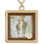 Gold Giraffes  Monogram  Necklace