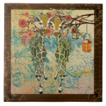 Gold Giraffes Rose Bud  Tile tiles