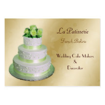 gold green Wedding Cake makers Business Card Templates
