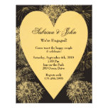 Gold Heart Engagement Invitation